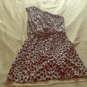 Silk, one shoulder dress, size 6, DVF, light blue